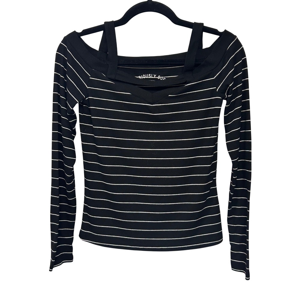 Aéropostale Seriously Soft Square Neck Striped  Top Balletcore French Girl Small